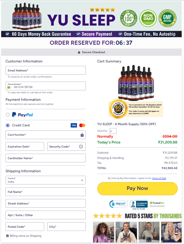  Yu Sleep checkout page